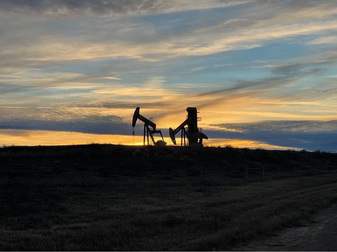 Pumpjacks at dusk